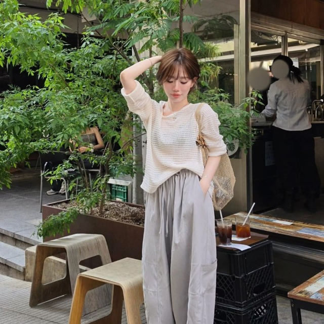 韓國女裝-質感夏日休閒長褲 韓國女裝-質感夏日休閒長褲