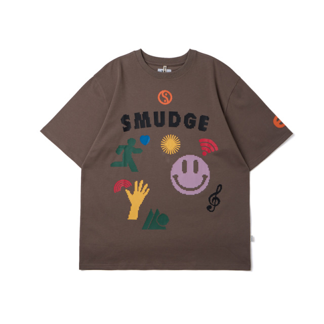 Brown Glitch Print Tee