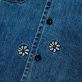 Flowers Pattern Denim Shirt-4