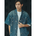Flowers Pattern Denim Shirt-6