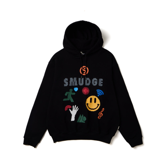 Black Glitch Print Hoodie