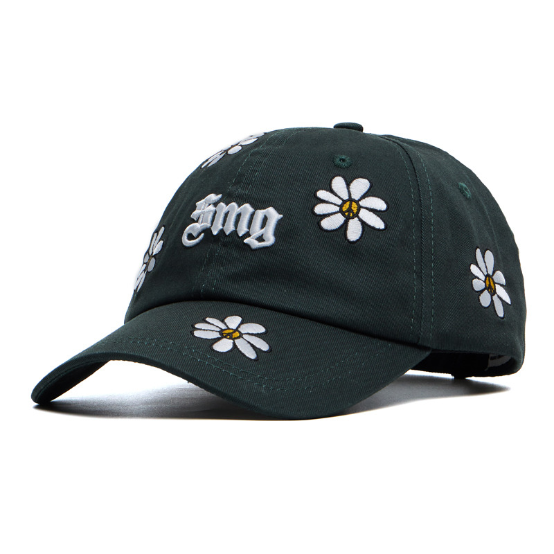 Green Flowers Gothic Logo Sports Cap