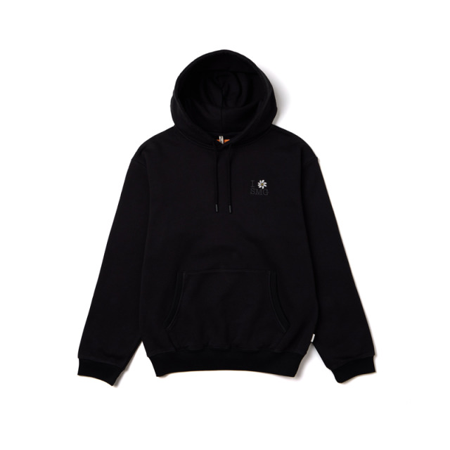 Black Flower Graphic Embroidered Hoodie