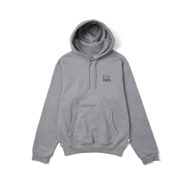 Grey Flower Graphic Embroidered Hoodie
