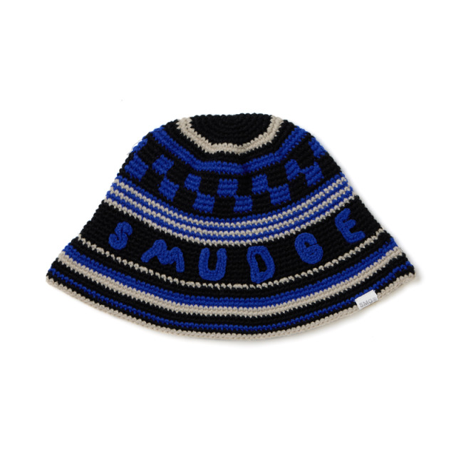 Blue Pattern Knitted Bucket Hat