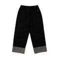 Black Washed Denim Wide Trousers-1