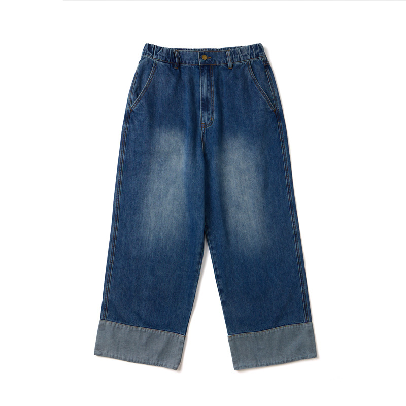 Blue Washed Denim Wide Trousers
