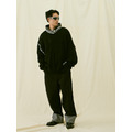 Black Washed Denim Wide Trousers-5