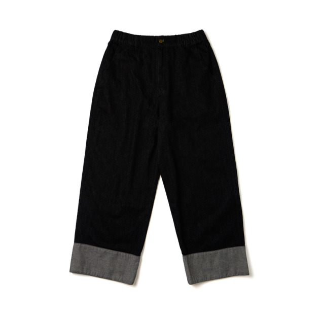 Black Washed Denim Wide Trousers