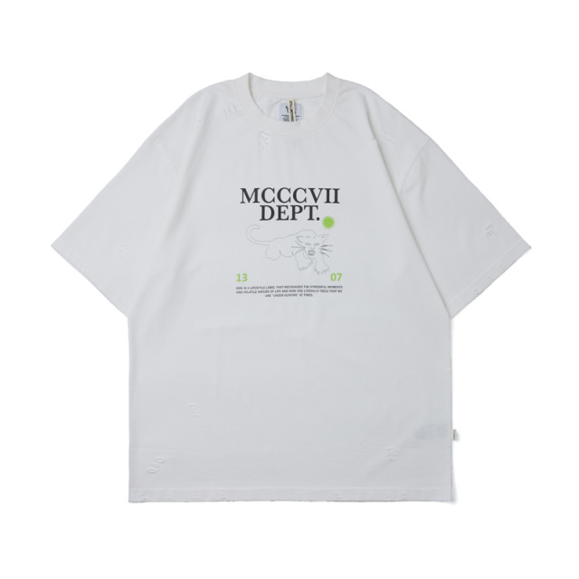 White Destroyed Panther Graphic Tee