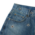 Denim Flowers pattern Shorts-3