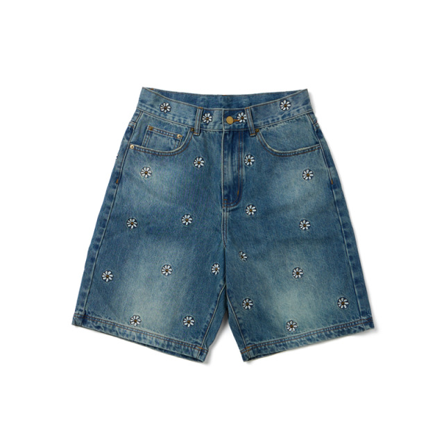 Denim Flowers pattern Shorts