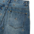 Denim Flowers pattern Shorts-4