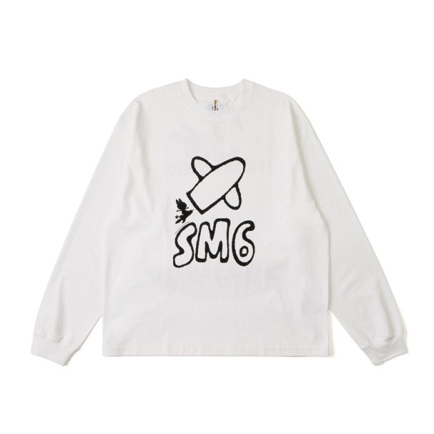 White SMGxKasing Graphic LS Tee