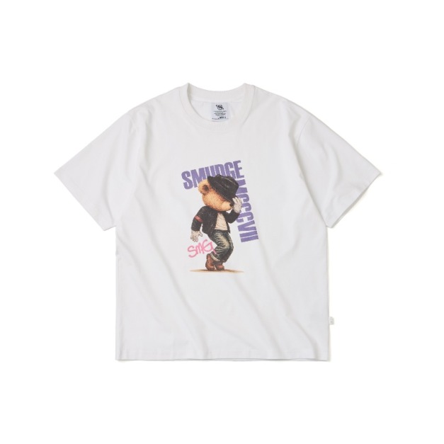 White SMUDGE Bear MJ Graphic Tee
