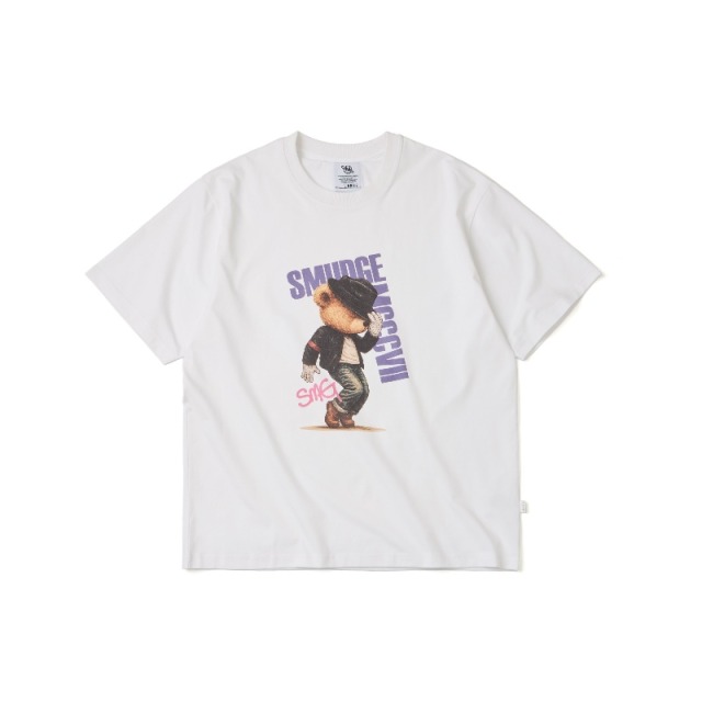 White SMUDGE Bear MJ Graphic Tee