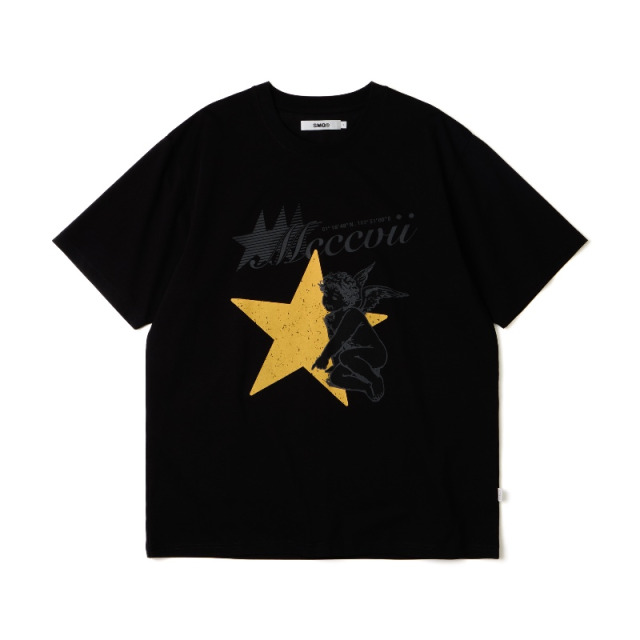 Black MCCCVII Angel Graphic Tee