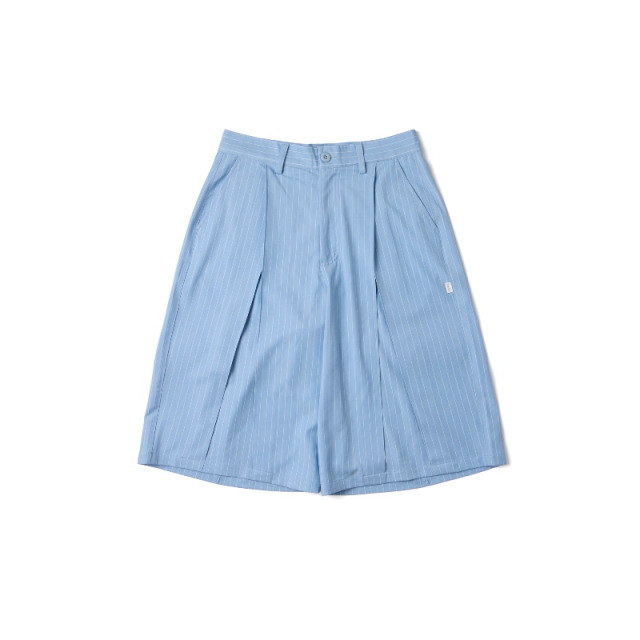 Sky Blue Tailored Pinstripe Wide Shorts