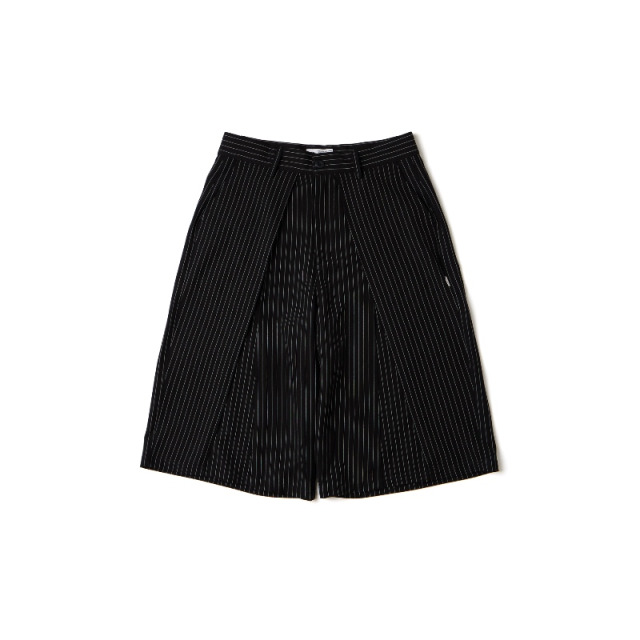 Black Tailored Pinstripe Wide Shorts