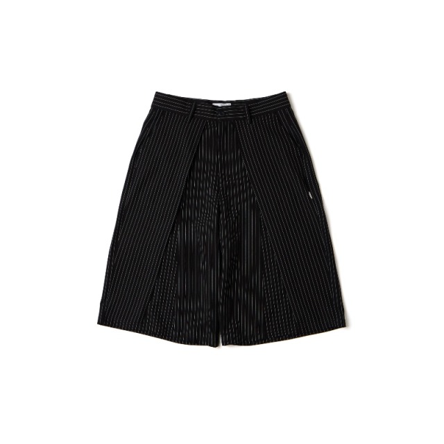 Black Tailored Pinstripe Wide Shorts