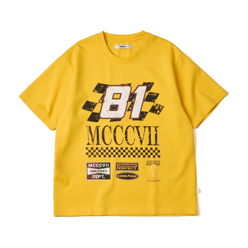 Yellow MCCCVII Speedway Racing Graphic Tee