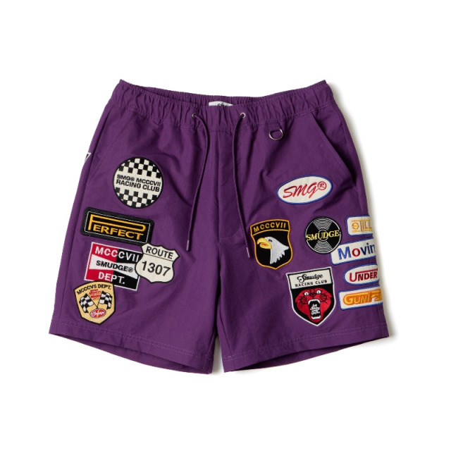 Purple SMG Multi Patch Shorts