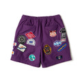 Purple SMG Multi Patch Shorts-1