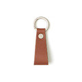 Cognac Leather Logo Strap Keychain-1