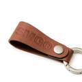 Cognac Leather Logo Strap Keychain-2