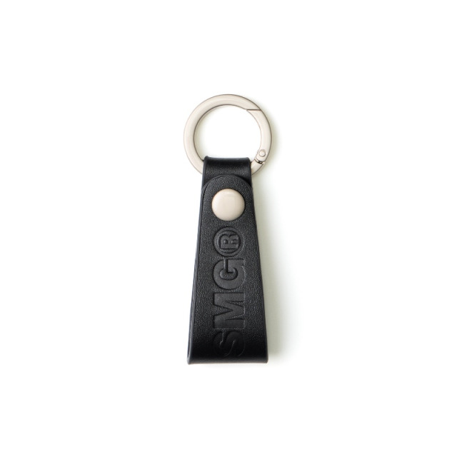 Black Leather Logo Strap Keychain