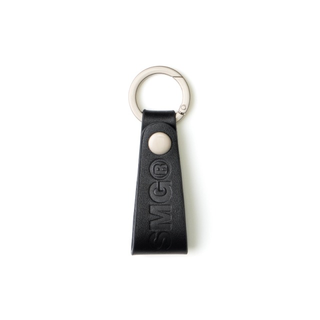Black Leather Logo Strap Keychain