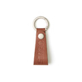 Cognac Leather Logo Strap Keychain