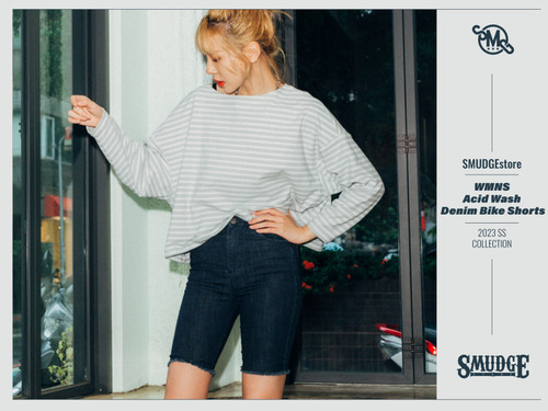 SMG ARMY 穿搭特輯/2023 SS - WMNS Acid Wash Denim Bike Shorts