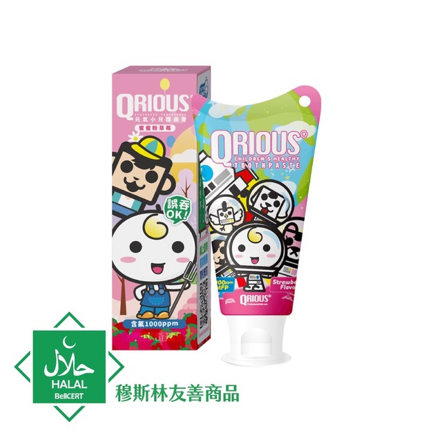 QRIOUS奇瑞斯元氣小兒護齒膏-蜜蜜粉草莓(60g/條)