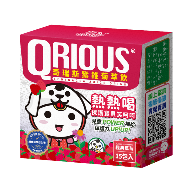 QRIOUS 奇瑞斯 紫錐菊萃飲 草莓 風味 15包 兒童紫錐花 調整體質(3.5g*15包)
