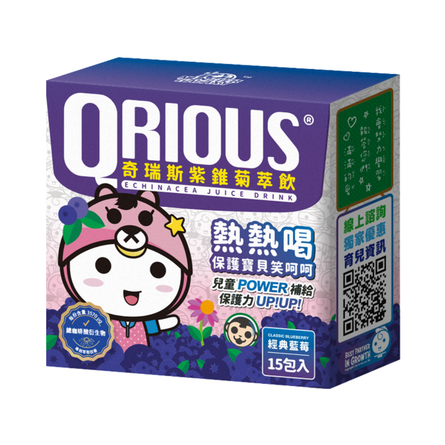 QRIOUS 奇瑞斯 紫錐菊萃飲 藍莓風味 15包 兒童紫錐花 調整體質(3.5g*15包)