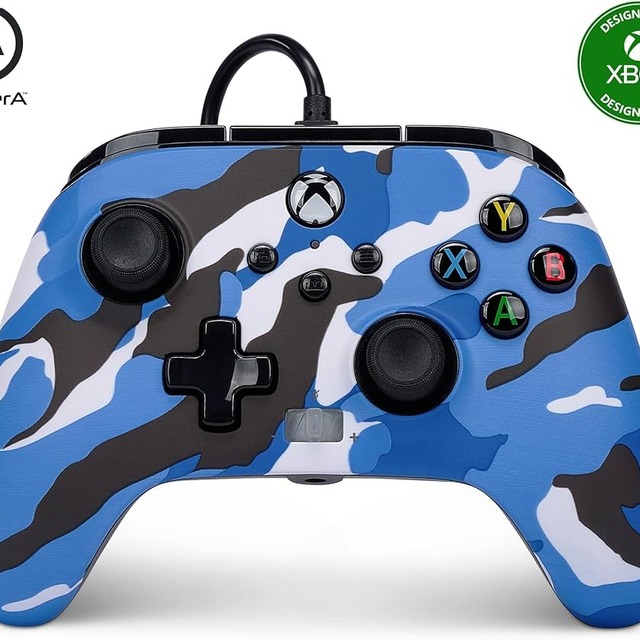 XBS XBOX PowerA 增強款有線控制器 迷彩藍（Micro USB 版）