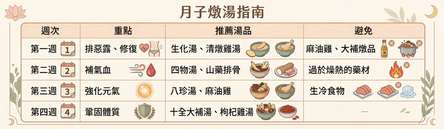 坐月子湯品怎麼選？第一週到第四週這樣喝，產後調養全攻略｜蒔補煲心湯