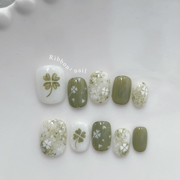 ꒰ 幸運草森林 ꒱  // 預購 純手工穿戴甲 Ribbon²