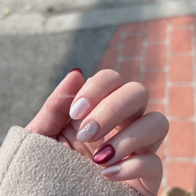 ꒰ 緋紅絲帶 ꒱  // 預購 純手工穿戴甲 Ribbon²