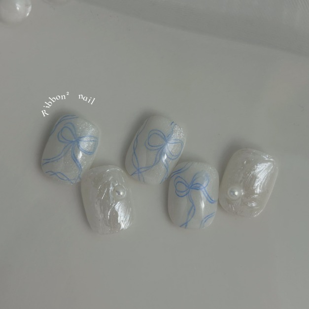 ꒰ 柔霧緞帶 ꒱  // 預購 純手工穿戴甲 Ribbon²