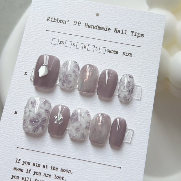 ꒰ 霧紫花語 ꒱  // 預購 純手工穿戴甲 Ribbon²