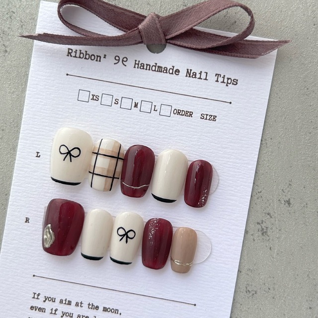 ꒰ 氣質初秋 ꒱  // 預購 純手工穿戴甲  Ribbon²