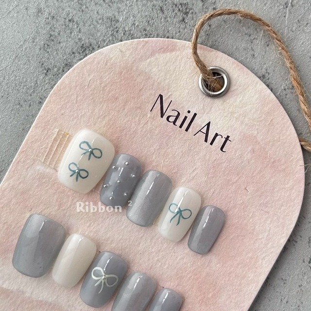 ꒰ 藍藍公主 ꒱  // 預購 純手工穿戴甲 Ribbon²