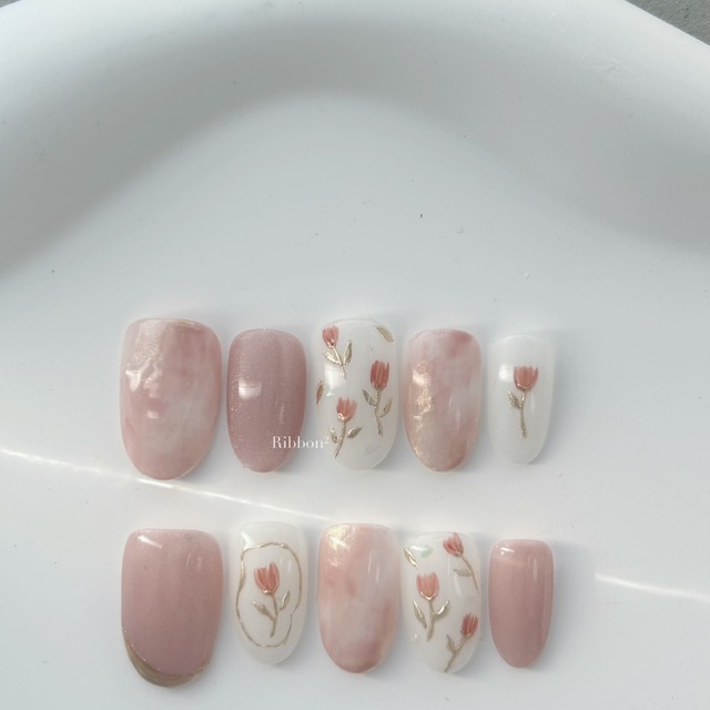 ꒰ 溫柔小花 ꒱  // 預購 純手工穿戴甲 Ribbon²