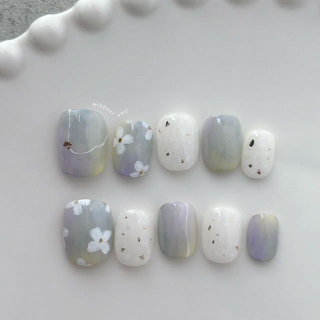 ꒰ 白花呢喃 ꒱  // 預購 純手工穿戴甲 Ribbon²