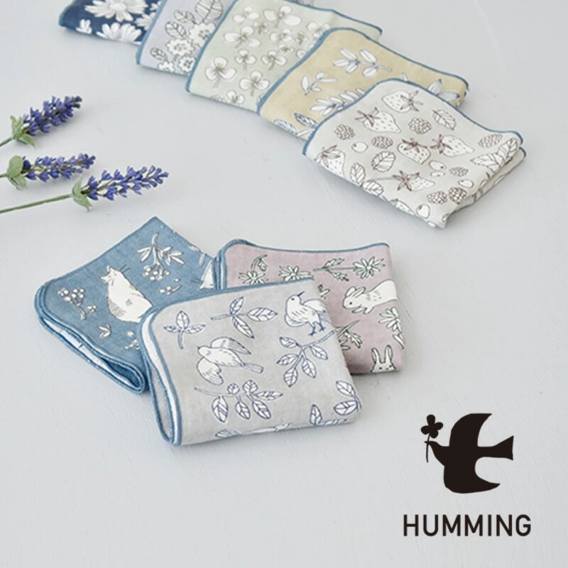【預購｜日本製】 HUMMING 大人感手繪風格純棉毛巾手帕｜25x25cm
