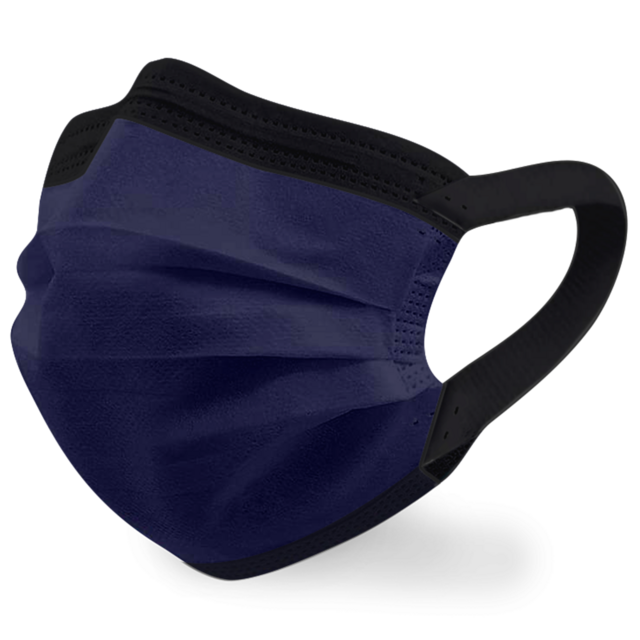 黑酷藍｜10入｜MIT 雙鋼印二段式寬耳帶口罩