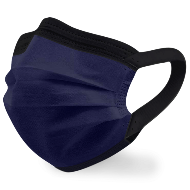 黑酷藍｜50入｜MIT 雙鋼印二段式寬耳帶口罩