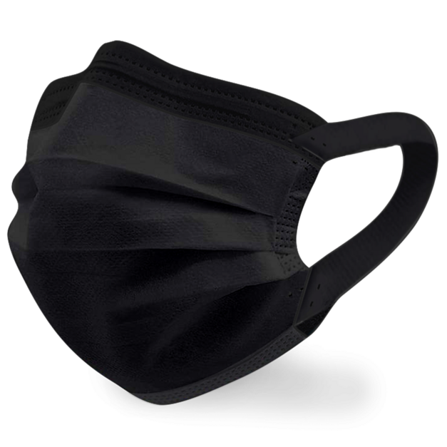 消光黑︱50入｜MIT 雙鋼印二段式寬耳帶口罩